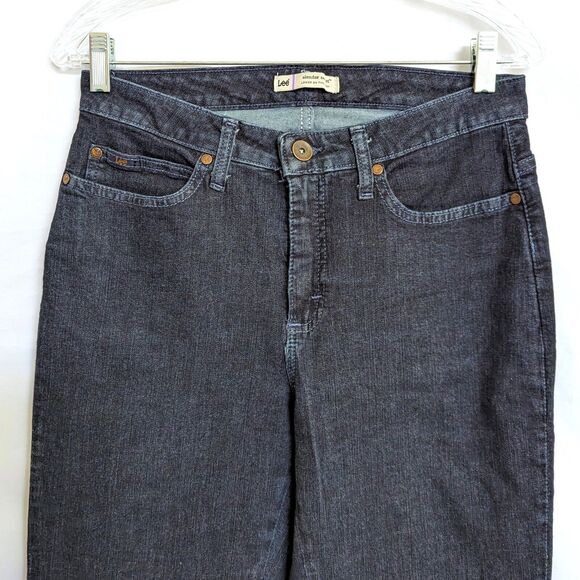Lee Slender Secret Lower on the Waist Size 8Long Mid Rise Dark Wash Bootcut Jean - Picture 2 of 12